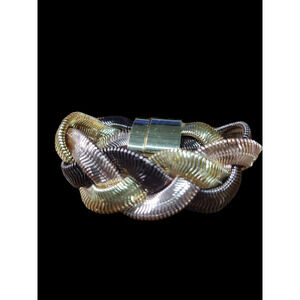 Vintage Monet Rose and Gold tone THICK braid bracelet